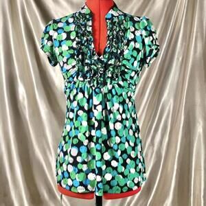 Retro polka dot babydoll ruffle collar office top!